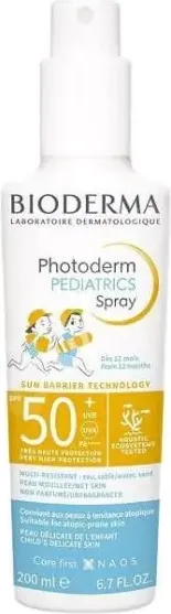 Bioderma Photoderm Pediatrics SPF50+ Слънцезащитен спрей за бебешка и детска кожа 200 мл
