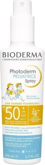 Bioderma Photoderm Pediatrics SPF50+ Слънцезащитен спрей за бебешка и детска кожа 200 мл