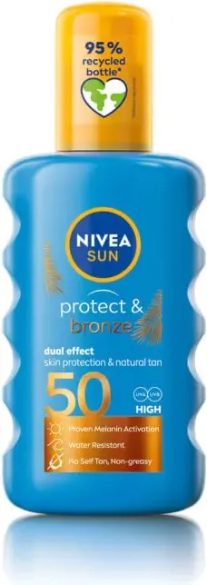 Nivea Sun Protect & Bronze Слънцезащитен спрей за активиране на тена SPF50 200 мл