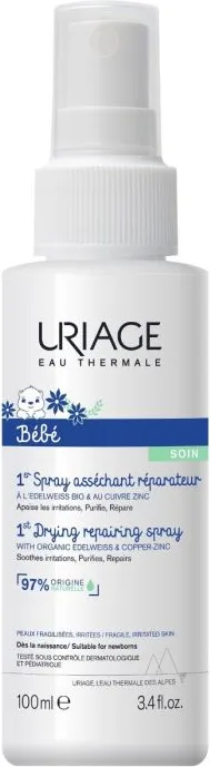 Uriage Bebe 1er Cu-Zn+ Spray Противовъзпалителен спрей с цинк, мед и органичен еделвайс 100 мл