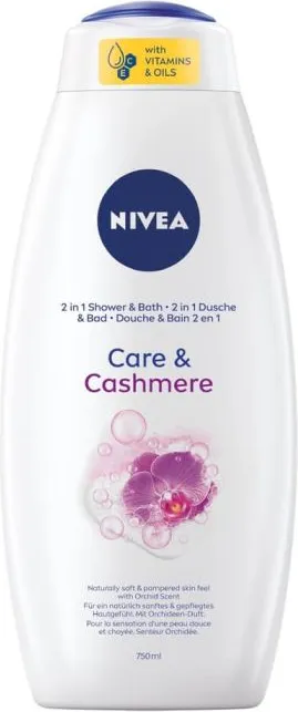 Nivea  Care & Cashmere Душ гел и пяна за вана 2в1 750 мл