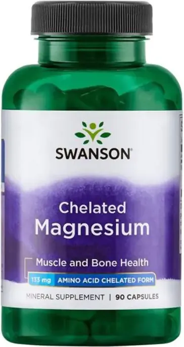 Swanson Chelated Magnesium Албион Хелатиран Магнезиев Глицинат х 90 капсули