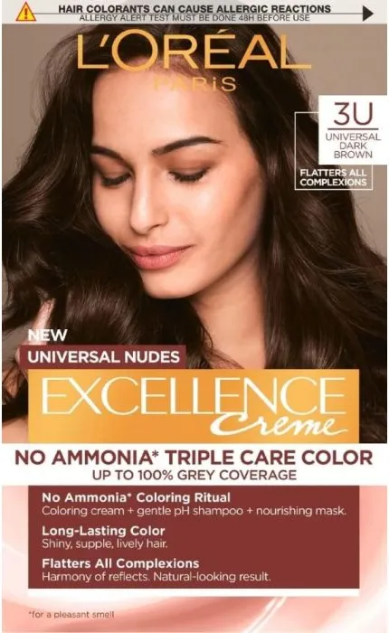 L’Oreal Excellence Universal Nudes Безамонячна боя за коса цвят 3U Dark Brown