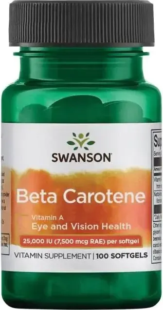 Swanson Beta-Carotene (Vitamin A) Бета-каротин (Витамин А) 25000 IU х 100 капсули