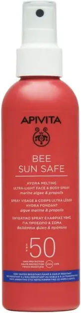 Apivita Bee Sun Safe Слънцезащитен хидратиращ спрей за лице и тяло SPF50 200 мл