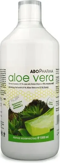 AboPharma Aloe Vera гел за пиене с 91% сок от алое вера и 9% пчелен мед 1000 мл