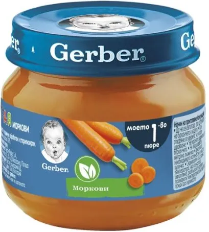 GERBER® Храна за бебета Моркови пюре Моето първо пюре бурканче 80 гр