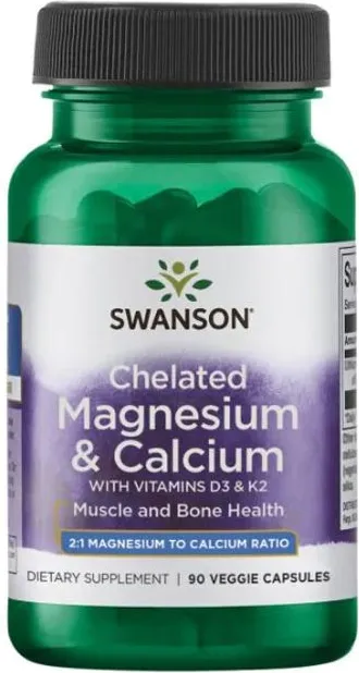 Swanson Albion Magnesium & Calcium with Vitamins D3 & K2 Албион магнезий и калций с витамини D3 и K2 х 90 капсули