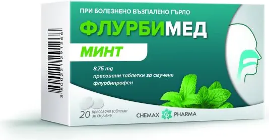 Флурбимед минт 8.75 мг таблетки за смучене х 20 Chemax Pharma