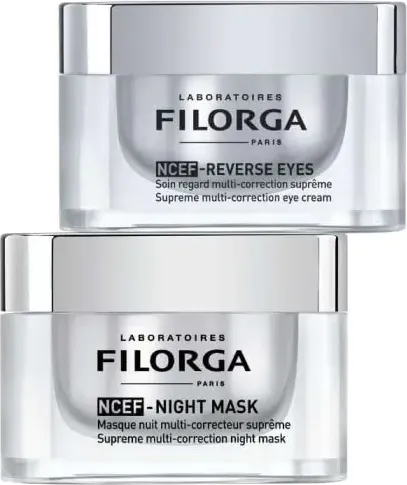 Filorga NCEF-Night Mask Регенерираща нощна маска 15 мл + Filorga NCEF-Reverse Eyes Мулти-коригиращ Околоочен Крем 15 мл Комплект