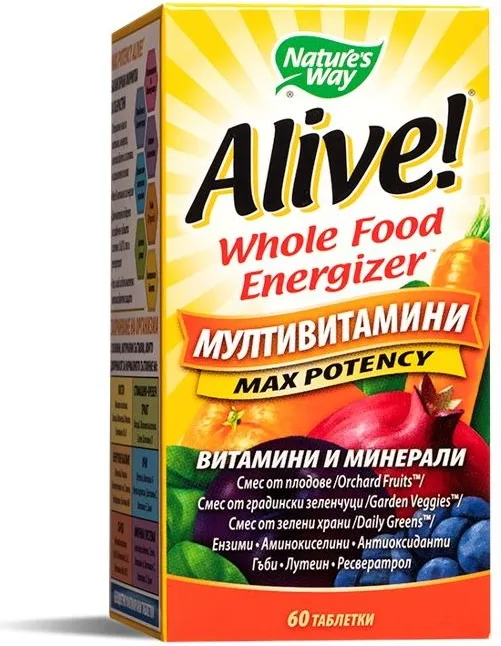 Nature's Way Alive Max Potency Алайв мултивитамини максимален ефект 1г х60 таблетки