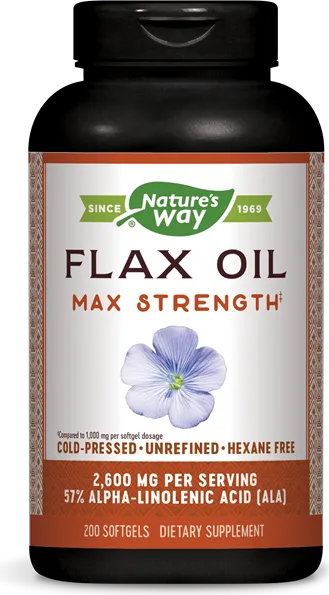 Nature's Way Flax Oil Max Strength Ленено масло 1300 мг х200 софтгел капсули