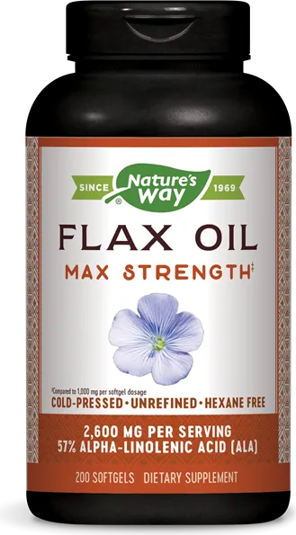 Nature's Way Flax Oil Max Strength Ленено масло 1300 мг х200 софтгел капсули