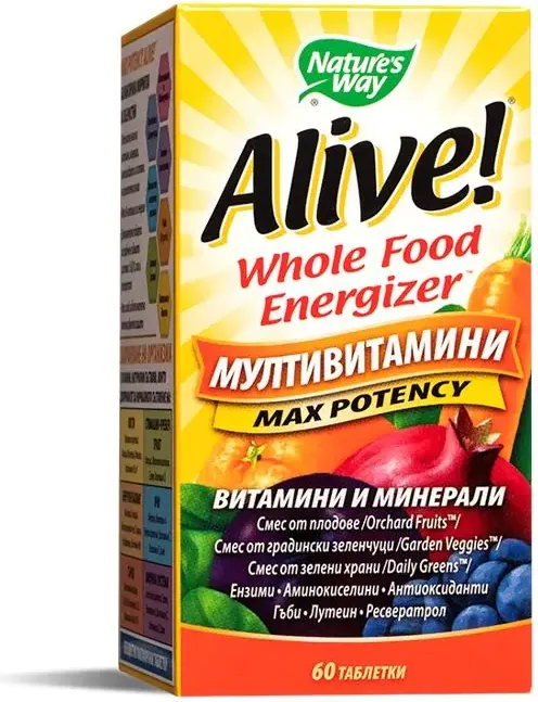 Nature's Way Alive Max Potency Алайв мултивитамини максимален ефект 1г х60 таблетки