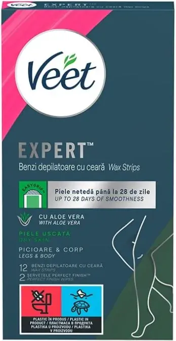 Veet Natural Депилиращи восъчни ленти с масло от алое вера за нормална и суха кожа 12 бр