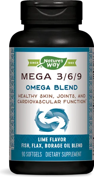 Nature's Way Mega 3/6/9 Omega Blend Омега 3/6/9 бленд с грижа за ставите, кожата и сърцето 1350 мг х90 софтгел капсули