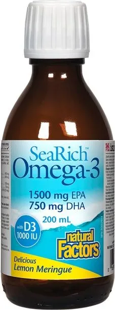 Natural Factors SeaRich Omega 3 за здрава сърдечно-съдовата система 1500 мг / 750 мг 200 мл