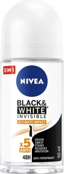 Nivea Black & White Invisible Ultimate Impact Дезодорант рол-он против изпотяване за жени 50 мл