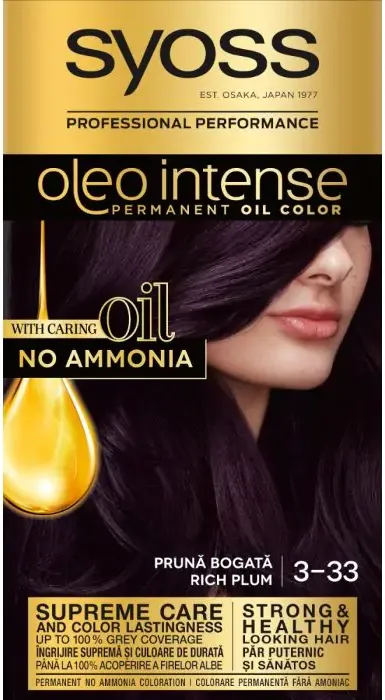 Syoss Oleo Intense Дълготрайна безамонячна крем боя за коса 3-33 Наситено сливов
