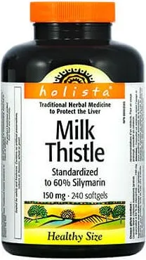 Natural Factors Holista Milk Thistle Млечен бодил при проблеми с черния дроб и жлъчката 150 мг х 240 софтгел капсули