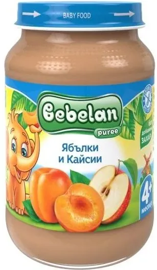 Bebelan Ябълки и кайсии Пюре 4М+ 190 гр