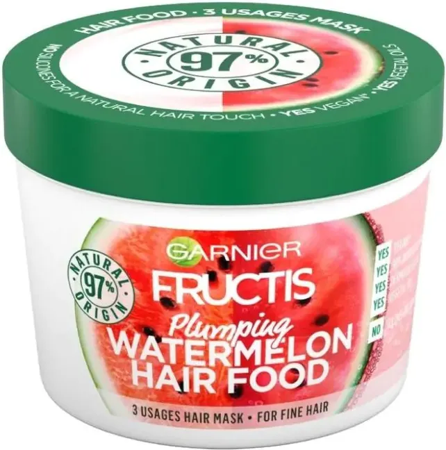 Garnier Fructis Watermelon Hair Food Уплътняваща маска за тънка и фина коса с диня 390 мл
