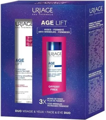 Uriage Age Lift Уплътняващ коригиращ дневен крем с лифтинг ефект 40 мл + Uriage Age Lift Коригиращ околоочен крем с лифтинг ефект 15 мл Комплект