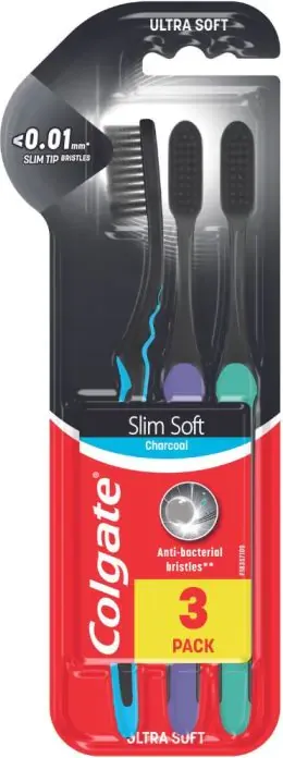 Colgate Slim Soft Charcoal  четка за зъби 2+1 бр