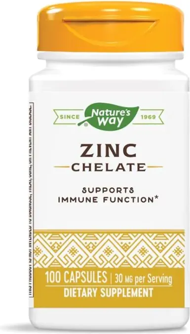 Nature's Way Zinc Chelate Цинк за силен имунитет, жизненост и тонус 30 мг 100 капсули