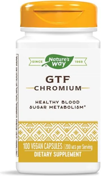 Nature's Way GTF Cromium Хром за нормални нива на глюкоза в кръвта 200 мг х100 капсули