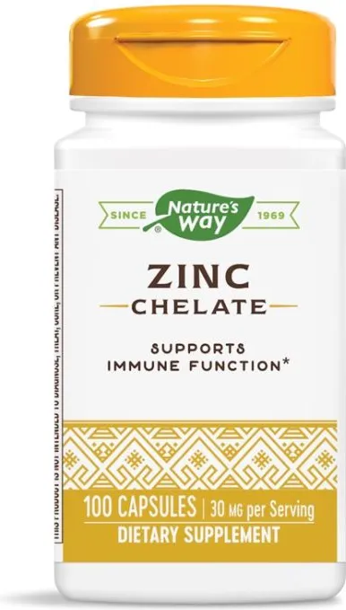 Nature's Way Zinc Chelate Цинк за силен имунитет, жизненост и тонус 30 мг 100 капсули