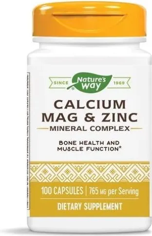 Nature's Way Calcium/Mag/Zinc Калций, магнезий, цинк 166/83/5 мг х100 капсули