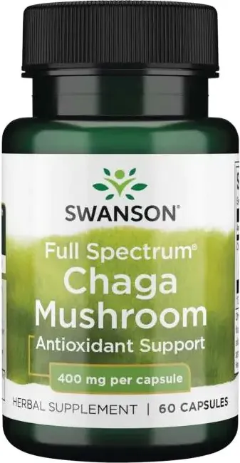 Swanson Full Spectrum Chaga Mushroom Пълен Спектър Гъба Чага 400 мг 60 капсули