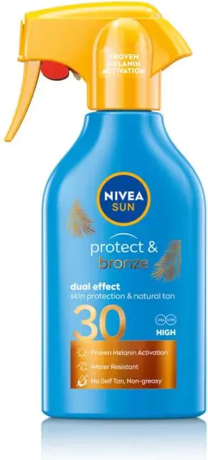 Nivea Sun Protect & Bronze Слънцезащитен лосион за естествен тен с помпа SPF30 270 мл