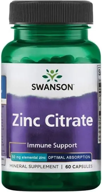Swanson Zinc Citrate Цинков цитрат 50 мг х60 капсули