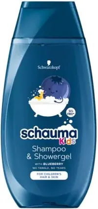 Schauma Kids Почистващ шампоан и душ гел а за момче с екстракт от боровинки 250 мл
