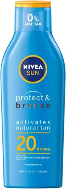 Nivea Sun Protect & Bronze Слънцезащитен лосион за естествен тен SPF20 200 мл