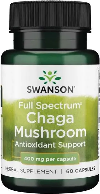 Swanson Full Spectrum Chaga Mushroom Пълен Спектър Гъба Чага 400 мг 60 капсули