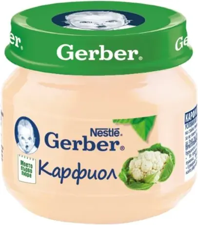 GERBER® Храна за бебета Карфиол пюре Моето първо пюре бурканче 80 гр