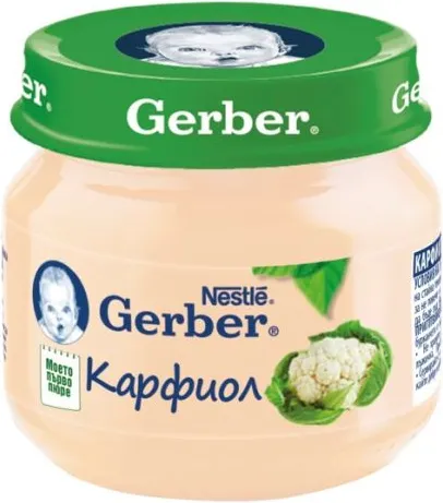 GERBER® Храна за бебета Карфиол пюре Моето първо пюре бурканче 80 гр