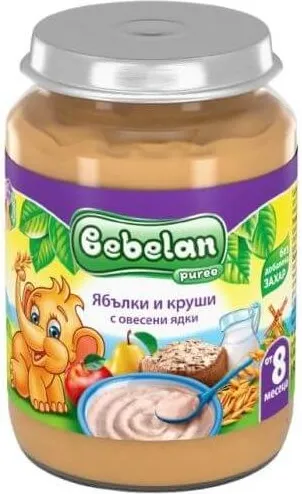 Bebelan Ябълки и круши с овесени ядки 8М+ 190 г