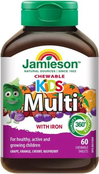 Jamieson Multi for Kids Витамини и минерали за деца с желязо х 60 дъвчащи таблетки