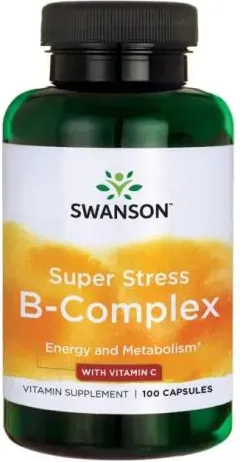 Swanson Super Stress B-complex with Vitamin C Супер стрес B комплекс с витамин C  х 100 капсули