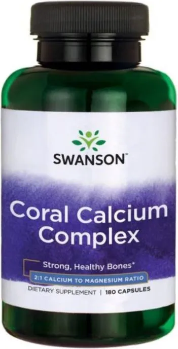 Swanson Coral Calcium Complex Калциев Комплекс от Коралови Водорасли за костите х180 капсули