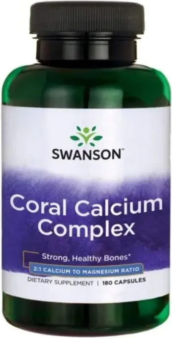 Swanson Coral Calcium Complex Калциев Комплекс от Коралови Водорасли за костите х180 капсули