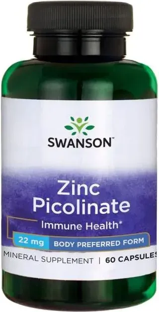 Swanson Zinc Picolinate Цинков Пиколинат 22 мг х 60 капсули