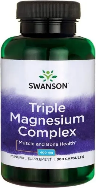 Swanson Triple Magnesium Complex Троен магнезиев комплекс 400 мг х300 капсули