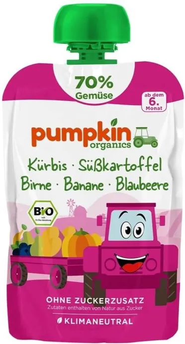 Био пюре пауч тиква, сладък картоф и круша Pumpkin Organics 6М+ 100 гр