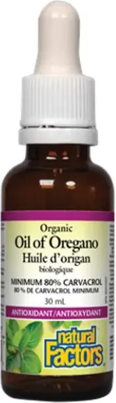 Natural Factors Organic Oil of Oregano натурално масло от риган антиоксидант с антимикробен ефект 30 мл
