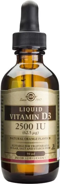 Solgar Vitamin D3 Liquid Витамин D3 течен за здрави кости и имунитет 2500IU 59 мл